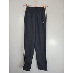 Vintage Y2K Adidas Black White Stripe Nylon Windbreaker Track Pants Womens Small